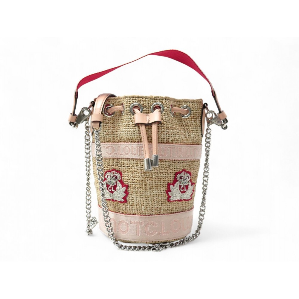SAC A MAIN CHRISTIAN LOUBOUTIN MARIE JANE BUCKET EN RAFFIA PANIER HAND BAG 950€