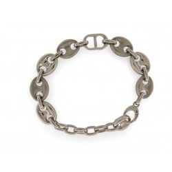 NEUF BRACELET CHRISTIAN DIOR GOURMETTE MAILLONS METAL ARGENTE +BOITE BANGLE 690€