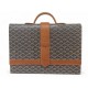 VINTAGE SACOCHE GOYARD CARTABLE CUIR ET TOILE GOYARDINE MARRON 40CM BRIEFCASE