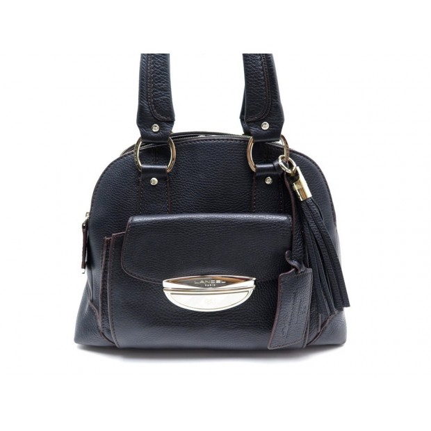 SAC A MAIN LANCEL ADJANI MM 33 CM EN CUIR GRAINE NOIR BLACK HAND BAG PURSE 990€