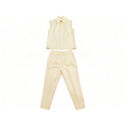 NEUF TAILLEUR CHANEL VESTE SANS MANCHE P39752 42 L + PANTALON P39779 M 40 6500€
