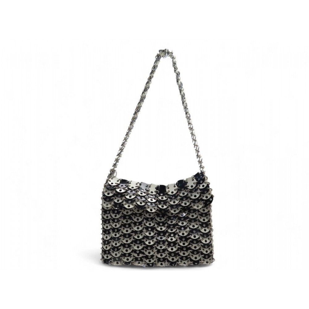 VINTAGE SAC A MAIN PACO RABANNE 1969 PASTILLES BICOLORE NOIR BLANC HOBO HAND BAG