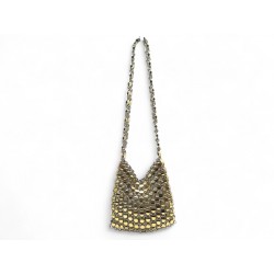 VINTAGE SAC A MAIN PACO RABANNE 1969 PORTE EPAULE EN METAL DORE HOBO HAND BAG
