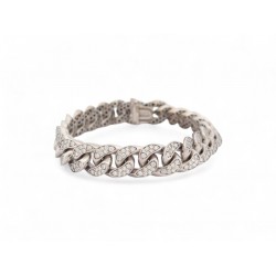 BRACELET EDOUARD NAHUM GOURMETTE DIAMANTS 1.68CT EN OR BLANC 18K BANGLE 15000€