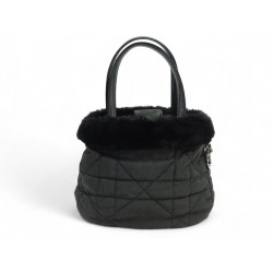VINTAGE SAC A MAIN CHRISTIAN DIOR SEAU TOILE CANNAGE JACQUARD FOURRURE HOBO BAG