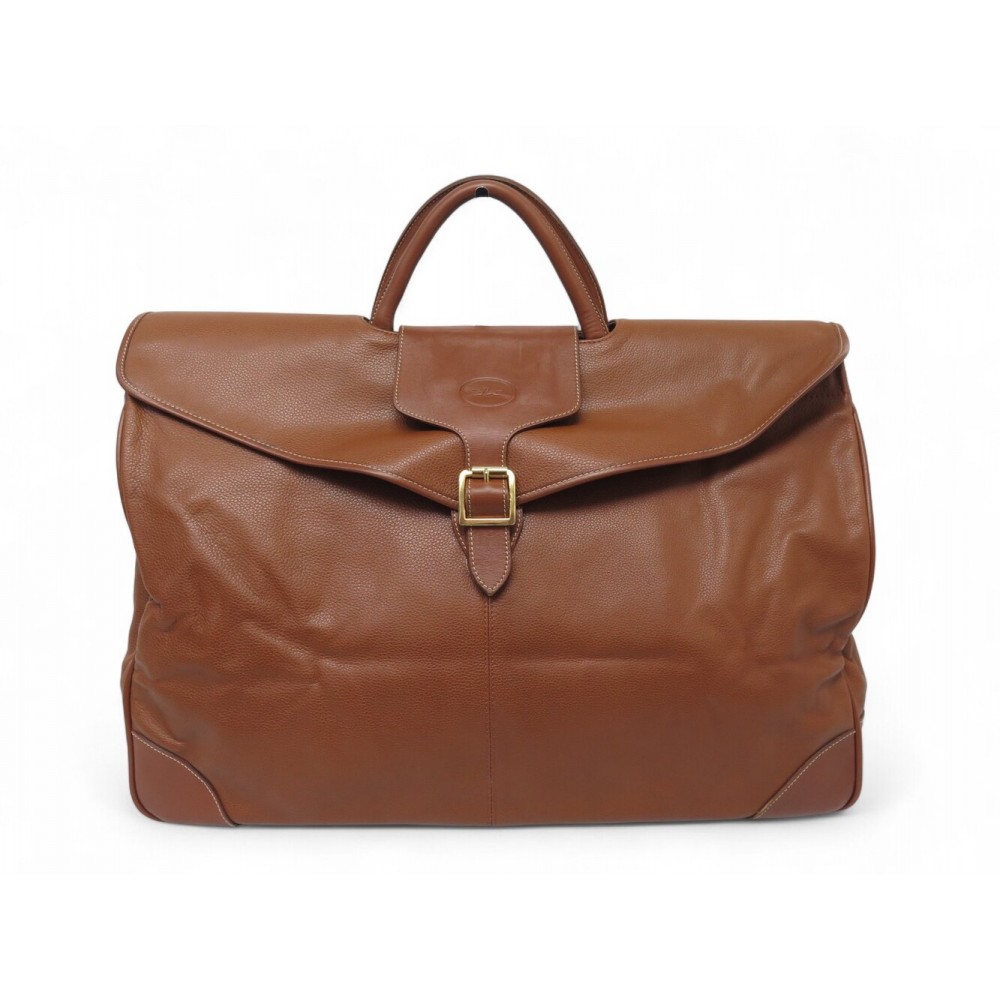 SAC DE VOYAGE A MAIN LONGCHAMP 45CM EN CUIR GRAINE GOLD LEATHER TRAVEL BAG 750€