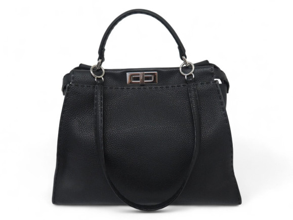 sac a main fendi peekaboo large en cuir selleria noir