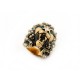 BAGUE GUCCI TETE DE LION COCKTAIL PERLES STRASS VERTS LAITON DORE T53 RING 410€