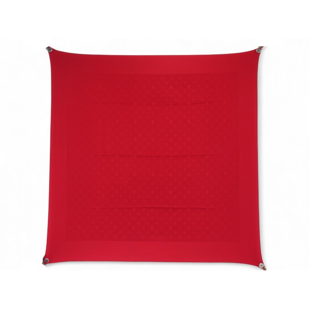 NEUF FOULARD LOUIS VUITTON MONOGRAM LV CARRE 90 CM EN SOIE ROUGE SILK SCARF 490€