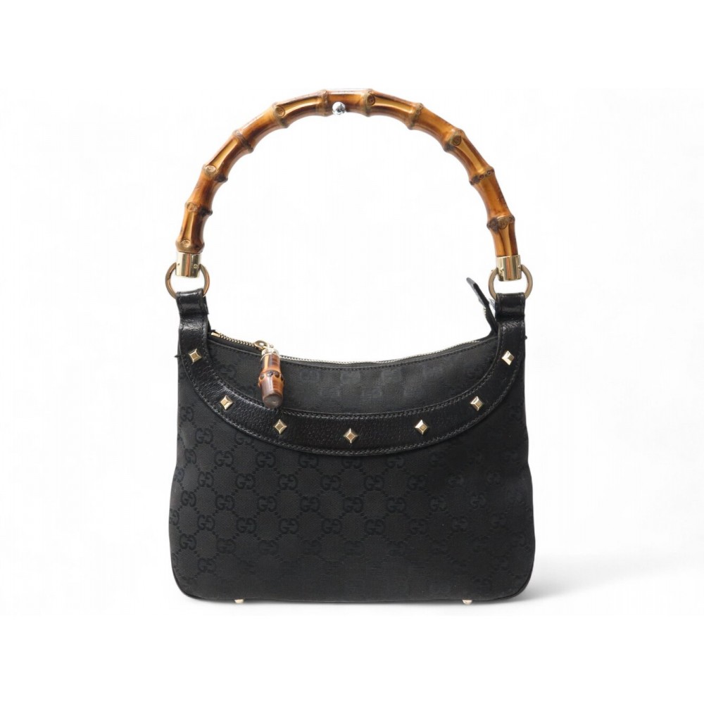 SAC A MAIN GUCCI BAMBOO TOP HANDLE 137378 TOILE MONOGRAM GG CLOUS HAND BAG 2300€