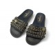 CHAUSSURES CHANEL TROPICONIC G31627 38 SANDALES CUIR & CHAINE DOREE SHOES 1200€