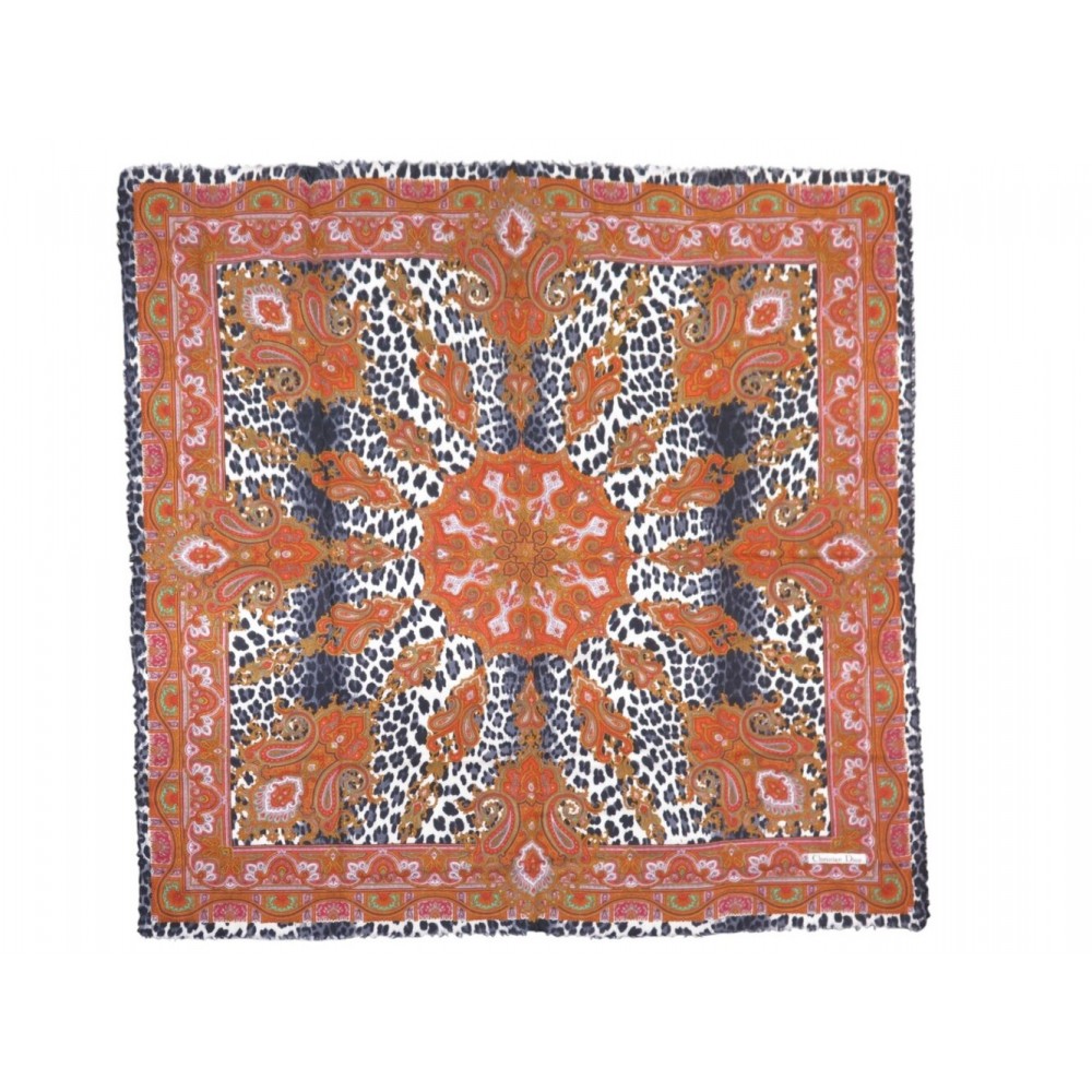NEUF CHALE CHRISTIAN DIOR LAINE ET SOIE MULTICOLORE 130CM WOOL SILK SHAWL 690€