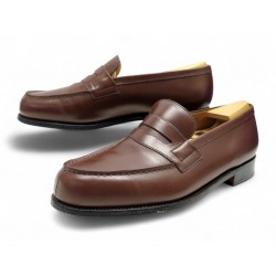 NEUF CHAUSSURES JM WESTON MOCASSINS 180 9E 43 LARGE 43.5 CUIR MARRON LOAFER 895€