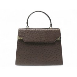 NEUF SAC A MAIN L DE LANCEL A06220 EN CUIR D AUTRUCHE MOKA HAND BAG PURSE 4450€