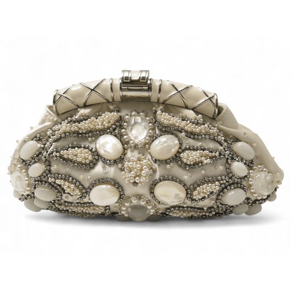 RARE SAC A MAIN POCHETTE BULGARI AIDA A PERLES EN SATIN CLUTCH HAND BAG 5780€