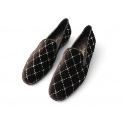 NEUF CHAUSSURES CHANEL G33126 LOAFERS CC LOSANGES MOCASSINS 38.5 VELOURS 1200€