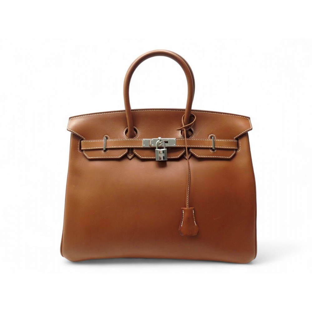 SAC A MAIN HERMES BIRKIN 35 EN CUIR BARENIA GOLD 2012 BOITE LEATHER HAND BAG BOX