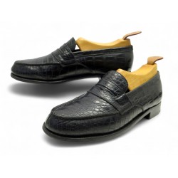 VINTAGE CHAUSSURES JM WESTON MOCASSINS 180 7D 41 41.5 CUIR CROCODILE SHOES 4690€