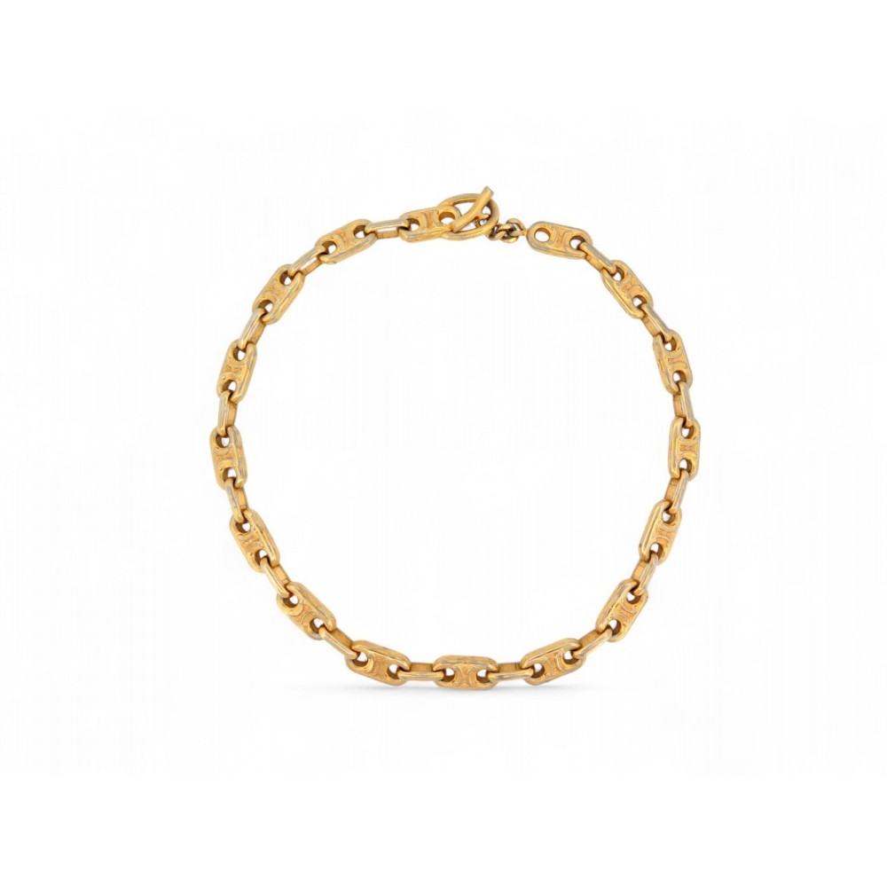 VINTAGE COLLIER CELINE RAS DU COU 40 CM EN MAILLE TRIOMPHE METAL DORE NECKLACE