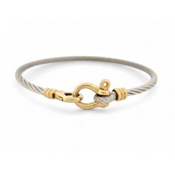 VINTAGE BRACELET FRED FORCE 10 T17 CABLE EN ACIER & MANILLE OR JAUNE 18K 2540€