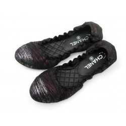 NEUF CHAUSSURES CHANEL G28608 BALLERINES 40 EN CUIR IRISE + BOITE BALLERINA 960€