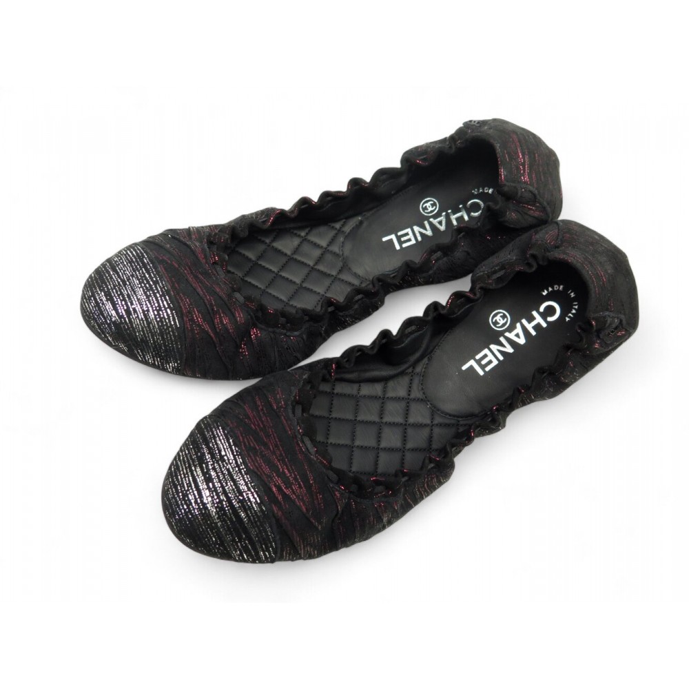 NEUF CHAUSSURES CHANEL G28608 BALLERINES 40 EN CUIR IRISE + BOITE BALLERINA 960€
