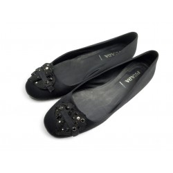 VINTAGE CHAUSSURES PRADA BALLERINES COEUR TISSU 38 SATIN NOIR BLACK SHOES 850€