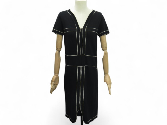 robe chanel sans manche p47675 m 38 coton bicolore