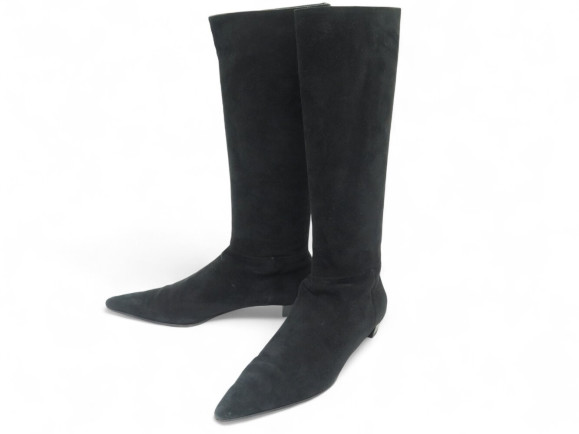 chaussures bottes prada en veau velours noir 38 it 39