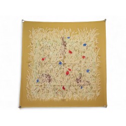 VINTAGE NEUF FOULARD HERMES LES BLES HUGO GRYGKAR CARRE 90 SOIE SILK SCARF 530€