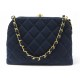 VINTAGE SAC A MAIN CHANEL CC KISS LOCK EN JERSEY BLEU MARINE MATELASSE BAG 6700€