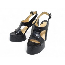 NEUF CHAUSSURES CHRISTIAN LOUBOUTIN CROC 39 SANDALES CUIR FACON CROCO SHOES 995€