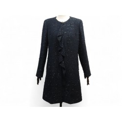 NEUF VESTE LONGUE CHANEL P62727V48379 LESAGE TWEED BLEU 38 M MANTEAU COAT 15000€