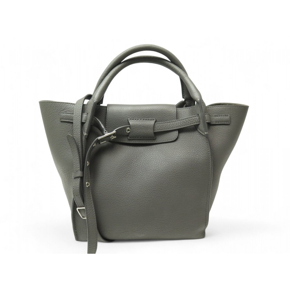 SAC A MAIN CELINE BIG BAG PM 189313 BANDOULIERE CUIR GRAINE GRIS PURSE 1980€