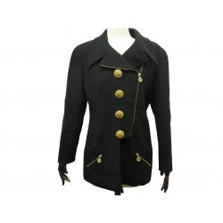 VINTAGE VESTE CHANEL 1989 EN TWEED NOIR BOUTONS CHAINE ZIP LOGO CC JACKET 6500€