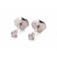 BOUCLES D'OREILLES PUCES OR BLANC 18K 1.4GR DIAMANTS SOLITAIRE 0.2CT EARRINGS