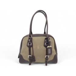 SAC A MAIN PRADA BL0283 CUIR & TOILE LOGO JACQUARD LEATHER CANVAS HANDBAG 1350€