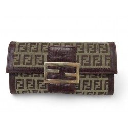 PORTEFEUILLE FENDI FF 8M0021 EN TOILE MONOGRAMME ZUCCA MARRON CANVAS WALLET 620€