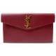 NEUF SAC POCHETTE A MAIN SAINT LAURENT UPTOWN 565739 LOGO CUIR ROUGE CLUTCH 650€