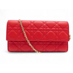 NEUF SAC PORTEFEUILLE CHRISTIAN DIOR WOC LADY EN CUIR CANNAGE BANDOULIERE 2050€