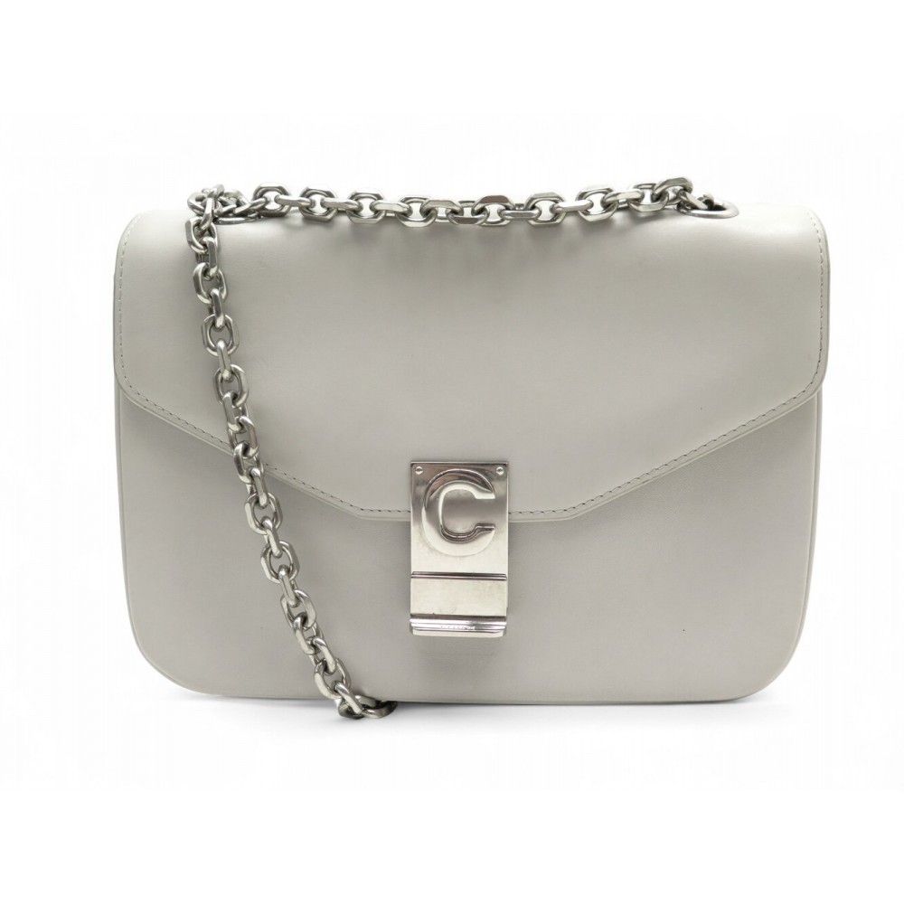SAC A MAIN CELINE C CLASSIQUE MEDIUM 187253 BANDOULIERE EN CUIR GRIS BAG 3500€
