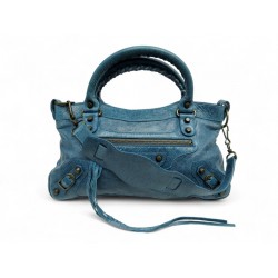 SAC A MAIN BALENCIAGA 103208 CITY CLASSIC FIRST TOTE EN CUIR BLEU HAND BAG 1790€