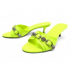 NEUF CHAUSSURES BALENCIAGA SANDALES ARENA CAGOLE CUIR FLUO 37 38 FR SHOES 695€