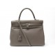 SAC A MAIN HERMES KELLY 35 EN CUIR RETOURNE ETOUPE BANDOULIERE LEATHER HAND BAG