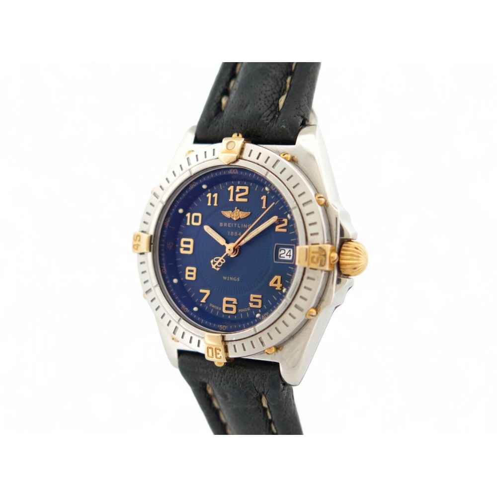 VINTAGE MONTRE BREITLING WINGS LADY B67050 ACIER ET OR 30 MM +BOITE QUARTZ WATCH