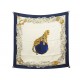 FOULARD CARTIER PANTHERE EN SOIE BLEU CARRE 90 BIJOUX COLLIER + BOITE SCARF 530€