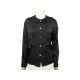 VINTAGE CHEMISIER CHANEL DOUBLE LOGO 31 RUE CAMBON 38 M EN SOIE NOIRE TOP 2500€