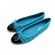 NEUF BALLERINES CHANEL G02819 TWEED TURQUOISE 39.5 + BOITE FLAT SHOES NEW 960€