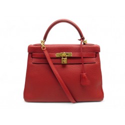 SAC A MAIN HERMES KELLY II RETOURNE 32 2013 EN CUIR ROUGE BANDOULIERE BAG PURSE