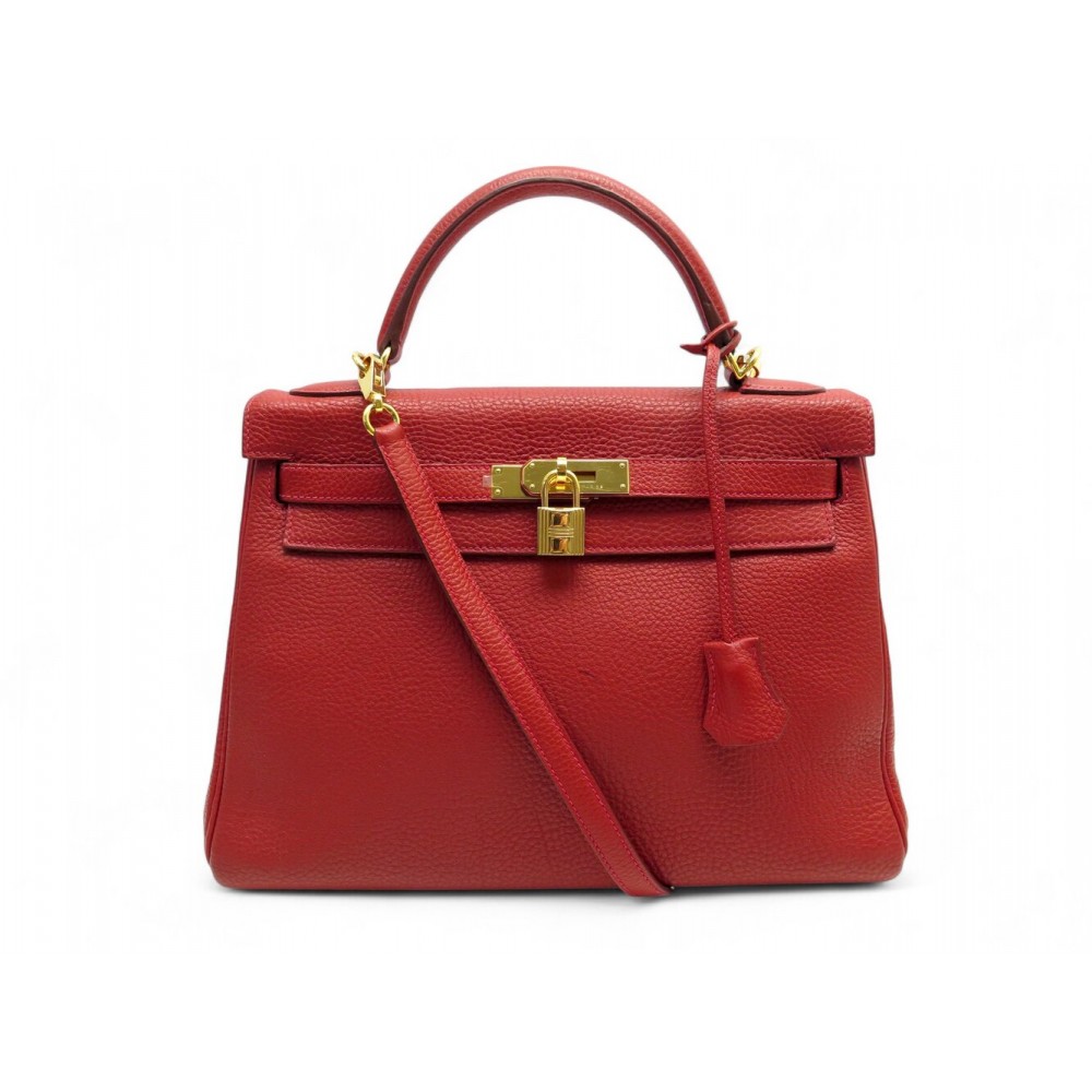 SAC A MAIN HERMES KELLY II RETOURNE 32 2013 EN CUIR ROUGE BANDOULIERE BAG PURSE